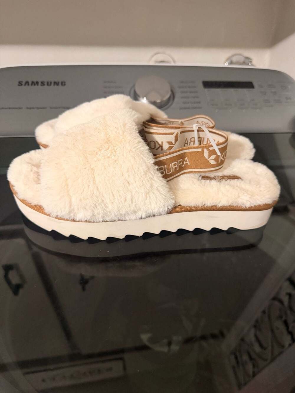 Koolaburra by UGG Women's Fuzz'N II Faux Fur Slingback Platform Slippers Size 9